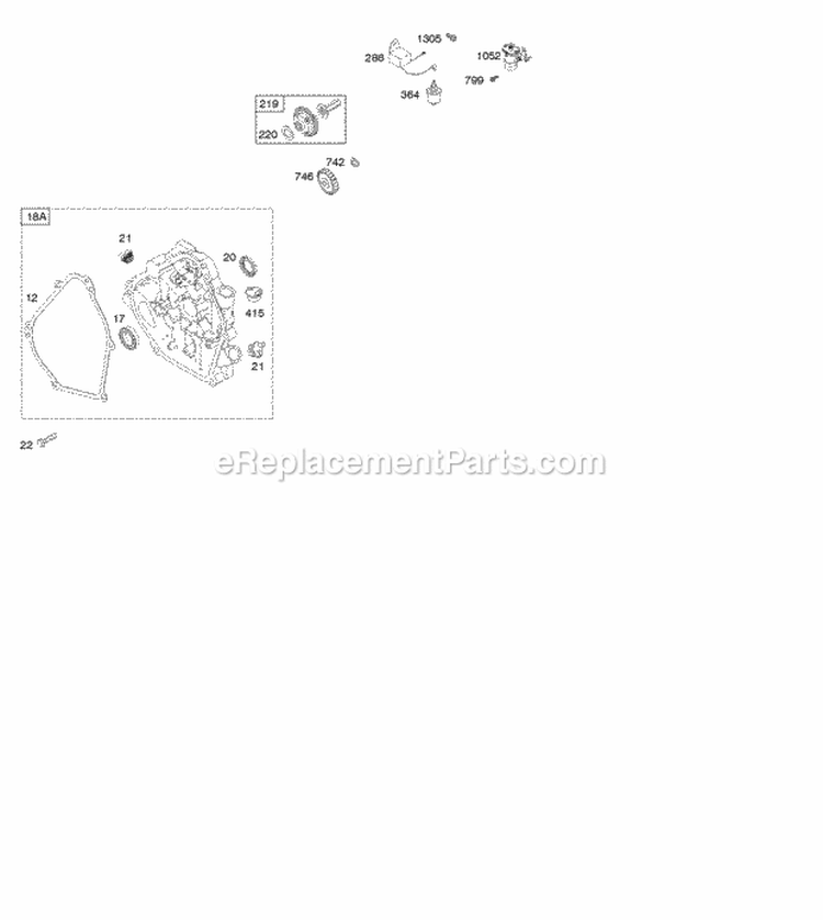 Crankcase Cover Lubrication Diagram and Parts List for 12K332-0110-01  Briggs and Stratton Engine